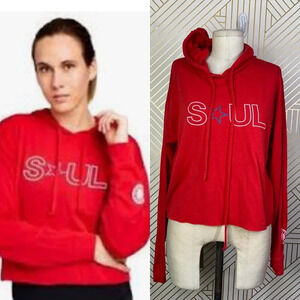 SoulCycle Star Logo Cropped Red Hoodie Sweatshirt Size‎ US Medium